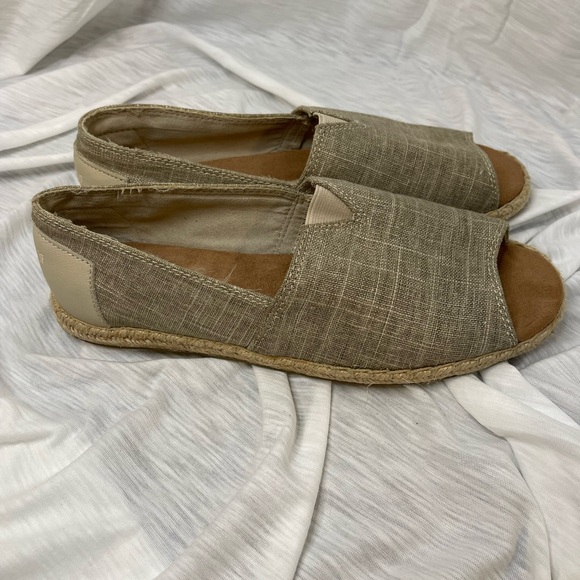 TOMS Alpargata Open Toe Canvas Flats - Picture 4 of 8